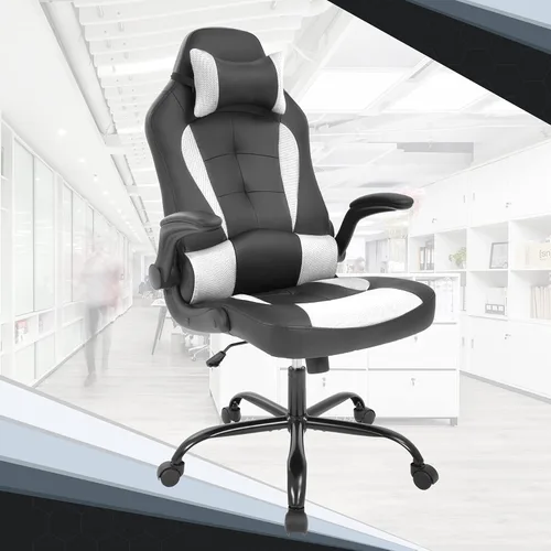 Vista 10 de Silla de computadora para videojuegos, silla de computadora de carreras, silla de oficina, silla de escritorio moderna y ajustable, silla ergonómica