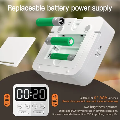 Vista 6 de Temporizador digital de cocina con cronómetro y función de cuenta regresiva, temporizador magnético para niños con pantalla LED grande y volumen