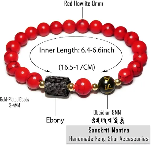 Vista 5 de L&C Feng Shui - Pulsera de riqueza de obsidiana negra Pulseras de cristal de obsidiana para mujeres y hombres, 0.315in, 0.394in, alivio natural