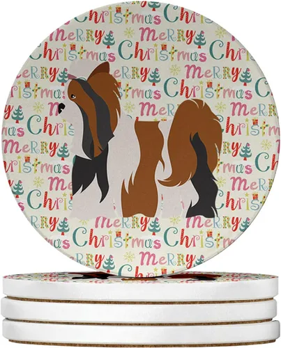 Vista 8 de AIDI Atlas Mountain Dog Merry Christmas - Posavasos grandes de piedra arenisca, paquete de 4