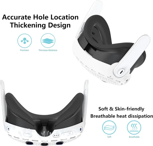 Vista 4 de Silicone VR Shell Protective Cover Complicable with VR Quest 3, Silicone Cover Accessories for Quest 3 Headset