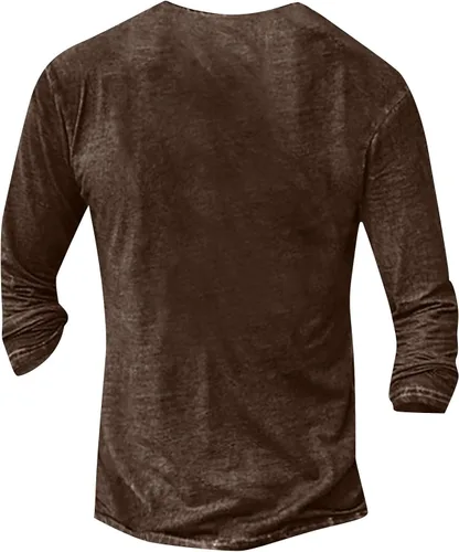 Vista 2 de WENKOMG1 Camisa de manga larga con estampado Henley para hombre, ropa de trabajo, estilo hippie