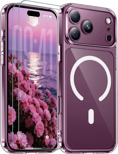 Vista 267 de SPIDERCASE Funda magnética translúcida diseñada para iPhone 11, con 2 protectores de pantalla de vidrio templado, antihuellas, para iPhone 11 de 6.1