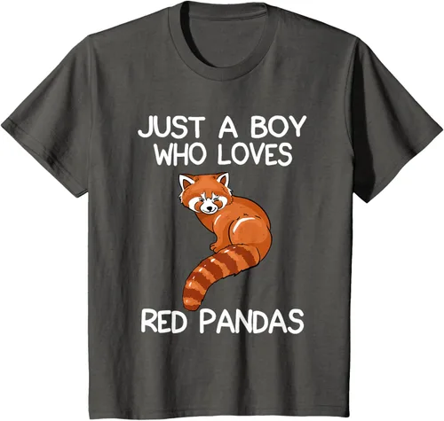 Vista 74 de Just A Boy Who Loves Red Pandas Gift - Camiseta con diseño de panda roja, Negro, S