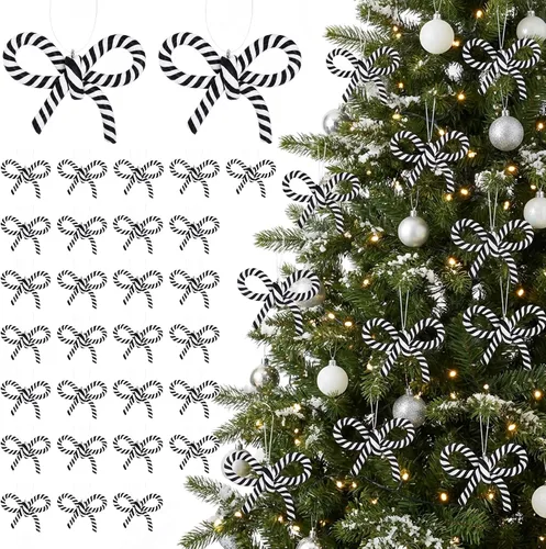 Vista 12 de Codree 8 piezas de adornos de piruleta de bastón de caramelo arcoíris - Adornos colgantes de arcilla polimérica para árbol de Navidad, fiesta