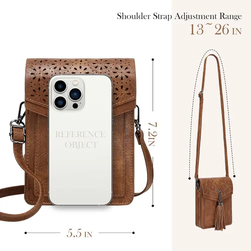 Vista 6 de INICAT Bolsos cruzados pequeños para mujer de cuero sintético para teléfono celular con ranuras para tarjetas