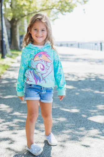 Vista 2 de My Little Pony Rainbow Dash - Sudadera con capucha de rizo francés para niñas pequeñas y grandes