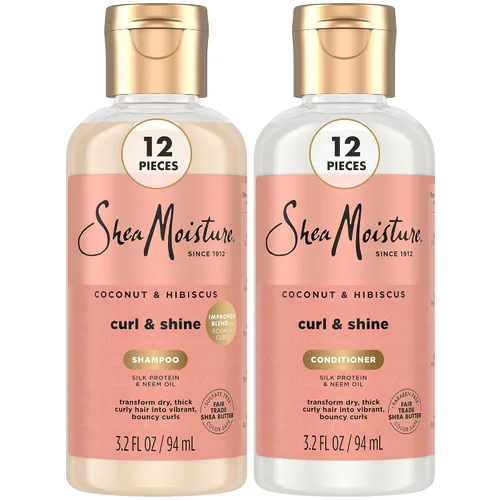 Vista 11 de SheaMoisture Coconut & Hibiscus Curl & Shine Champú y Acondicionador para Rizos Elásticos, Control del Encrespamiento, 16 Oz Cada Uno