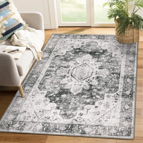 Vista 19 de Moynesa Alfombra ultra fina lavable de 2 x 3 pies, alfombra pequeña de cocina para entrada, interior, antideslizante, tapete vintage para puerta