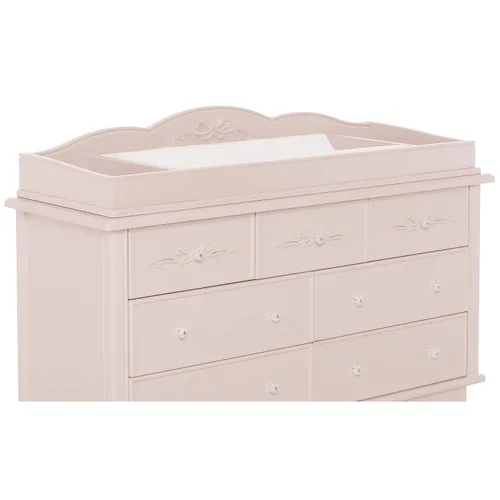 Vista 8 de Evolur Aurora - Cómoda de 54 x 20.3 x 34 pulgadas con bandeja cambiadora, rosa polvoriento Rosa (Dusty Rose)