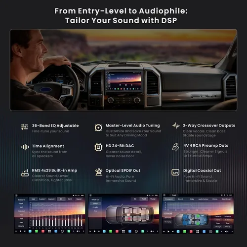 Vista 5 de ATOTOZONE Estéreo de auto de doble DIN con IA de 7 pulgadas, 8G+128G, 4G LTE, Carplay inalámbrico y Android Auto, audio 7.1.2 Ch, DSP, 36B-EQ, FLAC