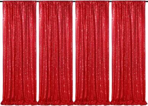 Vista 49 de 2 cortinas de 2 x 8 pies de lentejuelas con brillantina para marco de fotografía, para fiestas o fondos de fotografía
