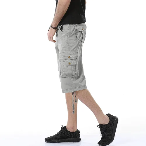 Vista 6 de Leward Pantalones cortos cargo de sarga de algodón para hombre, ligeros para uso al aire libre