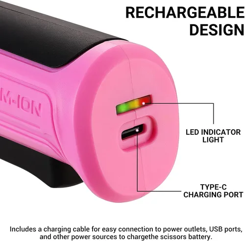 Vista 6 de Cortador de cartón de tijeras eléctricas inalámbricas: DEKOPRO 4 V 2000 mAh, cortador giratorio de energía recargable con bloqueo de seguridad