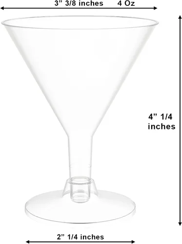 Vista 2 de Exquisite Vasos de Martini de plástico – Paquete de 60 vasos de Martini desechables transparentes con tallo – Vasos de cóctel – Ideal para bodas