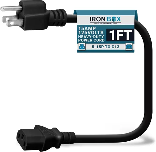 Vista 39 de IronBox Electric - Cable de Alimentación de Servicio Pesado 5-15P a C13 - Cable PC SJT 14/3 de 3 Clavijas 15A 125V - Cable para Computadora