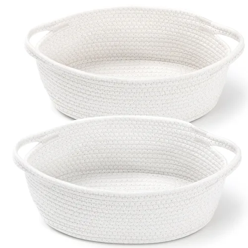 Vista 10 de Paquete de 2 cestas pequeñas tejidas con bolsas de regalo y cintas, caja de cofre de regalo decorativa vacía, linda cesta de regalo para bebé