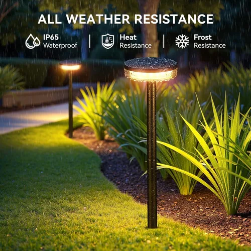 Vista 4 de LETMY Solar Pathway Lights Outdoor, 4 Pack 2X Brighter Solar Lights Outdoor Waterproof, Taller Pathway Light with Larger Panel, Auto On/Off Up to
