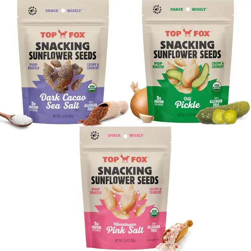 Vista 8 de Top Fox Snacks Ranch - Semillas de girasol para comer (5.5 onzas, paquete de 6) – Aperitivos amigables con la dieta cetogénica, aperitivos sin