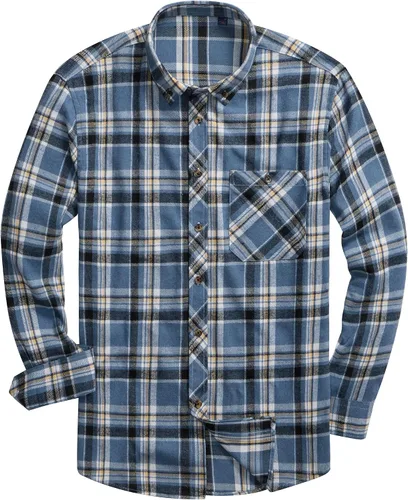 Vista 11 de Lion Nardo Camisas de Franela a Cuadros para Hombre de Manga Larga Camisas de Vestir para Hombre Casuales con Botones Abajo Tallas Grandes