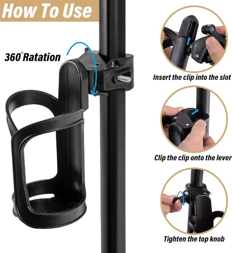 Vista 3 de Adnee 6 portavasos, soporte para árbol, caza, para caza de árboles, universal, rotación de 360 grados, para caza, bicicleta, cochecito, andador