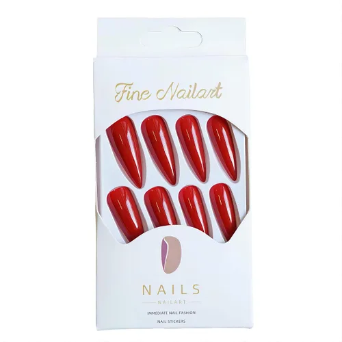Vista 4 de Uñas postizas largas a presión con forma de almendra, uñas postizas acrílicas de color sólido con diseño de espejo de lujo, uñas artificiales