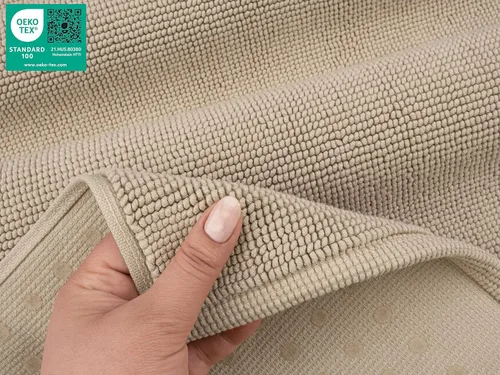 Vista 6 de American Soft Linen - Alfombra de baño antideslizante, 100% de algodón, 17 x 24 pulgadas, alfombras de baño lavables, tapetes peludos, color beige