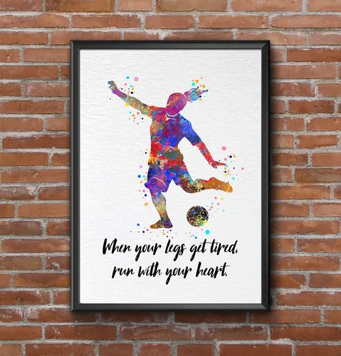 Vista 8 de Dignovel Studios Póster de impresión artística de acuarela con cita inspiradora de 8 x 10 pulgadas sin marco, decoración de pared de fútbol femenino