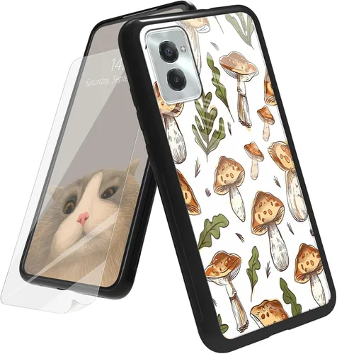 Vista 62 de Funda para Motorola Moto G Play 4G 2024 con protector de pantalla, parte trasera de vidrio templado + funda de silicona suave TPU absorción