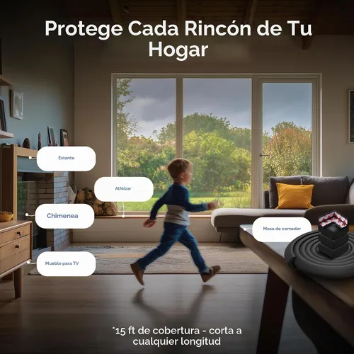 Vista 7 de Esquinas a prueba de bebés y bordes de 15 pies con parachoques de seguridad para esquinas y bordes de muebles, parachoques absorbente de impactos