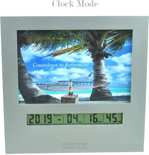 Vista 7 de Reloj de cuenta regresiva de jubilación 9999 con pantalla grande temporizador digital y un marco de fotos de 4 x 6, regalos divertidos para hombres