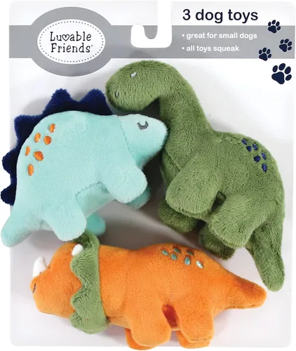 Vista 2 de Luvable Friends Juguete de peluche chirriante unisex para bebé con cuerda Dinosaurios