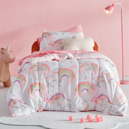 Vista 13 de SLEEP ZONE Juego de edredón de 2 piezas con estampado de 2 piezas para niñas, resistente a la decoloración, lavable a máquina, color rosa ballet