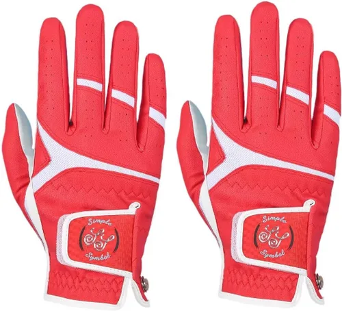 Vista 25 de Guantes de golf para hombre, cuero sintético de alta calidad, agarre estable, paquete de dos