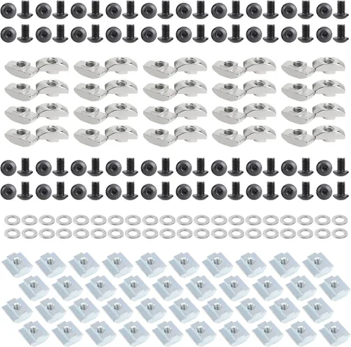 Vista 11 de Kit de 240 tornillos de tuercas en T M5 para extrusión de aluminio de la serie 2020, kit de tuercas de tornillo de ranura de 0.236 in, 120 tornillos