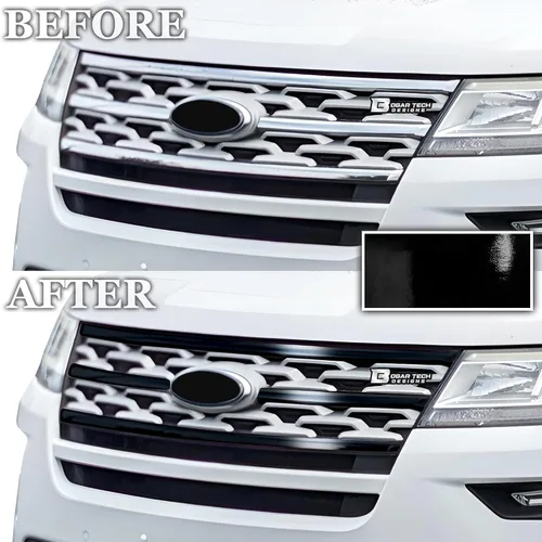 Vista 3 de BOGAR TECH DESIGNS Superposición Frontal de Eliminación de Cromo Compatible con Ford Explorer 2018-2019, Negro Brillante