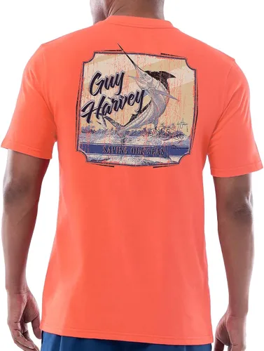 Vista 16 de Guy Harvey Camiseta de manga corta con bolsillo gráfico de algodón OG para hombre Leche de Almendra/Rig Masters