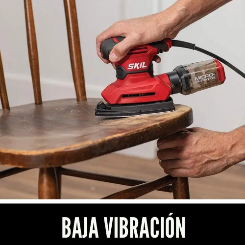 Vista 5 de SKIL SR232301 - Lijadora de detalles multifunción con cable con caja antipolvo de microfiltro, 3 accesorios adicionales y 12 hojas de lijado