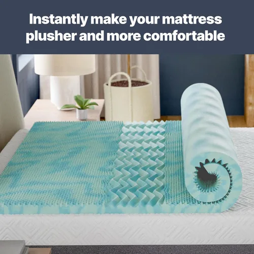 Vista 7 de GhostBed Cubrecolchón de espuma viscoelástica de gel refrescante de 3 pulgadas, funda impermeable, protector y cubrecolchón en uno, tamaño individual