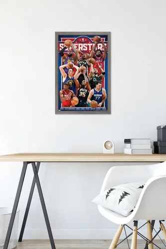 Vista 6 de Trends International NBA League Superstars 23 - Póster de pared, 22.4 pulgadas de largo x 14.7 pulgadas, versión enmarcada de madera de granero