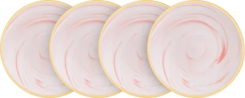 Vista 5 de Fine China Artisan - Juego de vajilla de 20 piezas, color rosa con oro