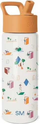 Vista 60 de Simple Modern Botella de agua para niños con tapa con pajilla, vaso aislado de acero inoxidable de 14 onzas para niños y a prueba de derrames