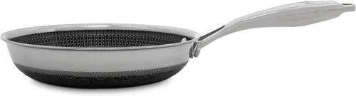 Vista 8 de Hell's Kitchen Sartén Híbrida de 8", Acero Inoxidable Tri-Clad y Cerámica Antiadherente Libre de PFAS, sin PFOA, sin PTFE, sin Teflón, Batería