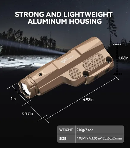 Vista 8 de VOTATU M8L-G - Combo láser de luz de 3000 lúmenes compatible con Mlok/Picatinny, linterna con función estroboscópica y haz láser verde