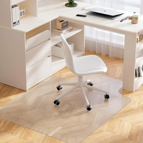 Vista 6 de Yecaye Desk Chair Mat for Hardwood Floor, Office PVC Computer Chair Mat, Floor Protector for Rolling Chairs (Transparent, 45" x 53")