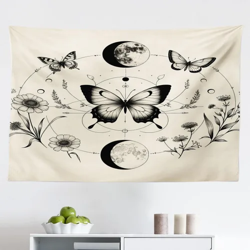 Vista 162 de Ambesonne Tapiz Trippy, vista panorámica de la cascada con bosques de ensueño y mandala oriental psicodélico, decoración de tela para colgar