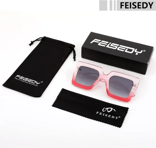 Vista 7 de FEISEDY Gafas de sol cuadradas de gran tamaño para mujer, de lujo, grandes, protección UV400, B2380