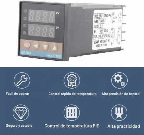 Vista 5 de Controlador de temperatura PID digital REX-C100 Regulador de temperatura del termostato 100-240 V Salida de relé 1500VAC, 14 bits