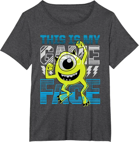 Vista 30 de Disney Pixar Monsters Inc. Mike Wazowski Game Face Camiseta Negro