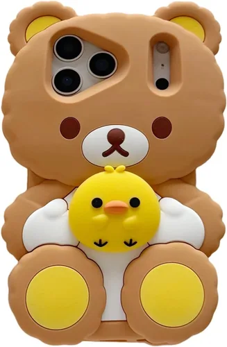 Vista 13 de Yatchen Bear Case Compatible con iPhone 7 Plus/8 Plus, funda de teléfono Kawaii, lindo oso de peluche de dibujos animados en 3D con llavero